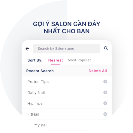 Salonbookly app screen for discovering nearby nail salons