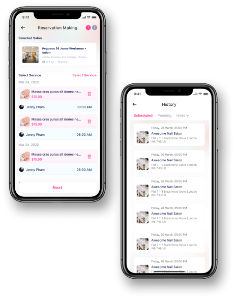 Salonbookly app screen for favorites and rewards