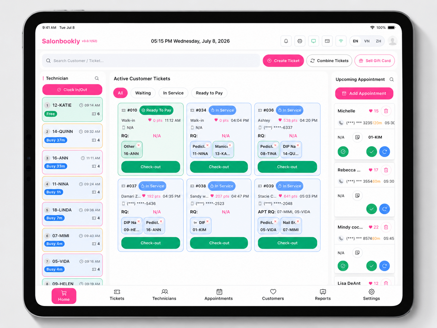 Salonbookly Check-In